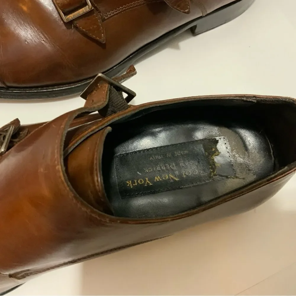 To Boot New York Men’s 8 brown leather double monk strap cap-toe dress shoes